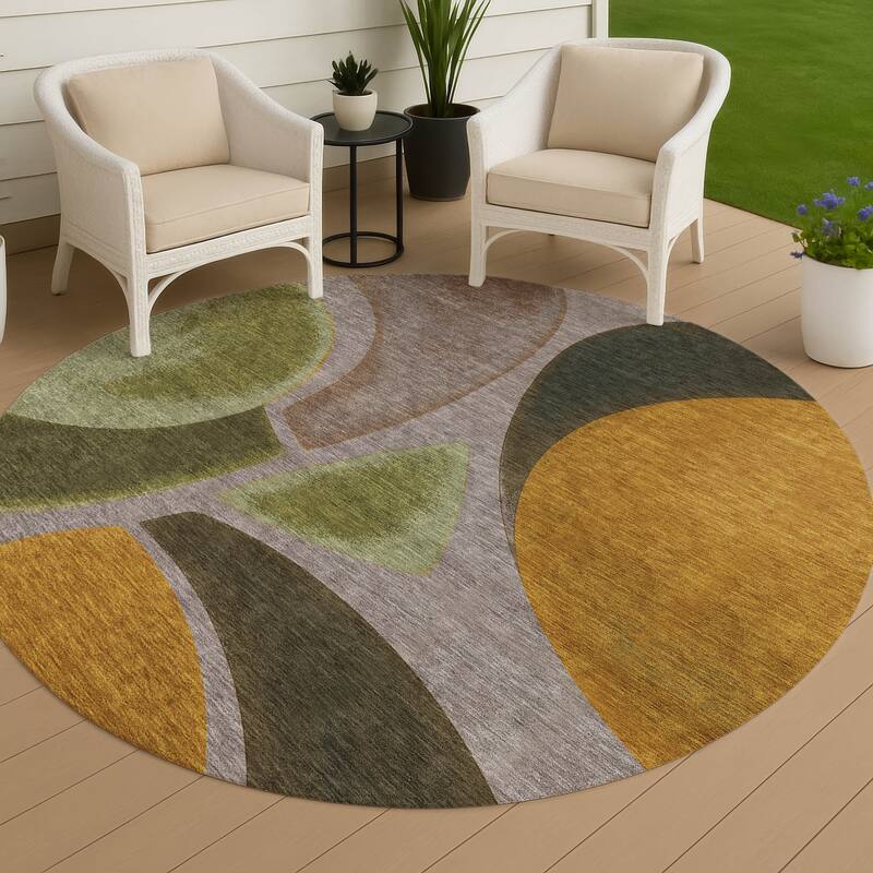 Machine Washable Indoor/ Outdoor Modern Hays Chantille Rug - Taupe - 8' x 8'