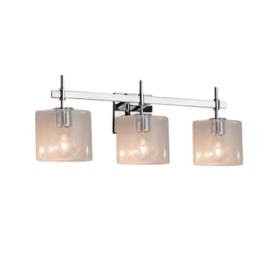 Justice Design Fusion Union 3-light Polished Chrome Bath Bar, Seeded Oval Shade