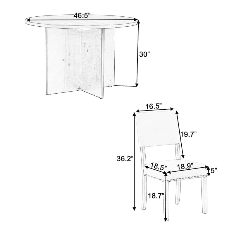 Modern 5-Piece Round Dining Table Set