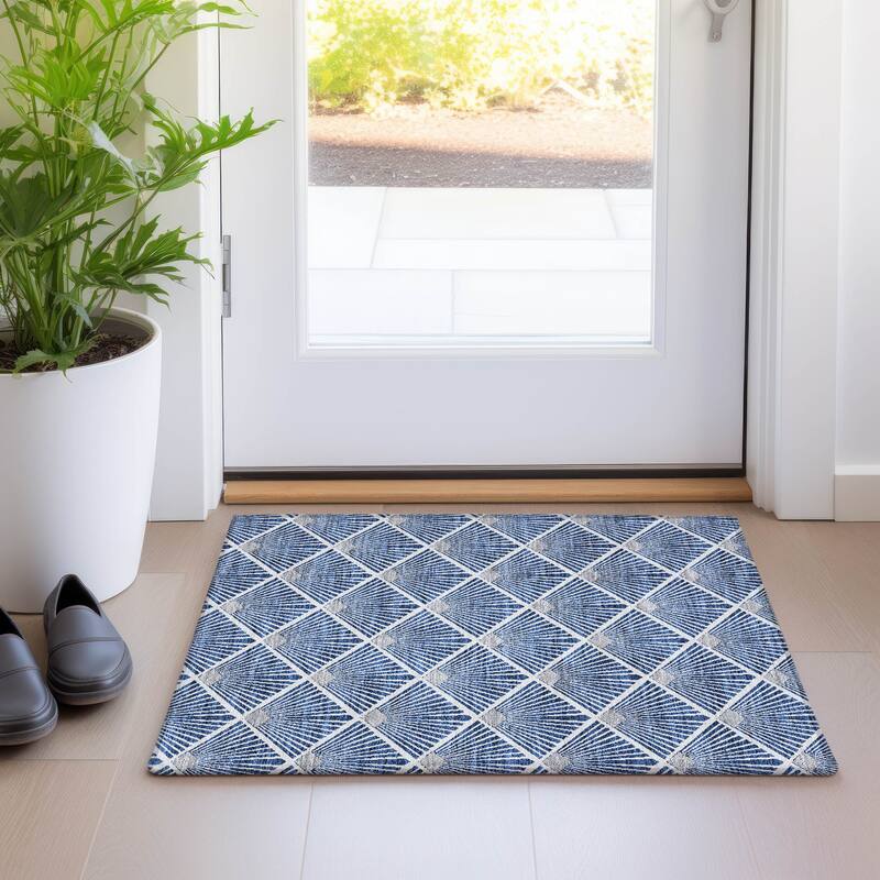 Premium Washable Super Soft Diamond Trellis Mayfield Rug - Navy - 1'8" x 2'6"