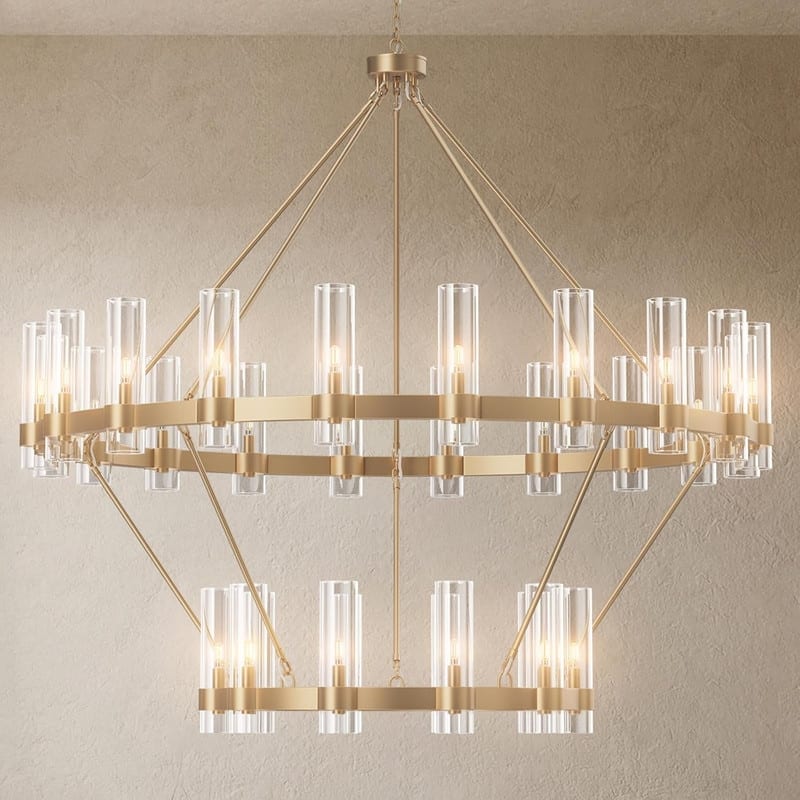 KAYLA 60" 30-Lights Gold Luxury Wagon Wheel Chandelier - Gold-60