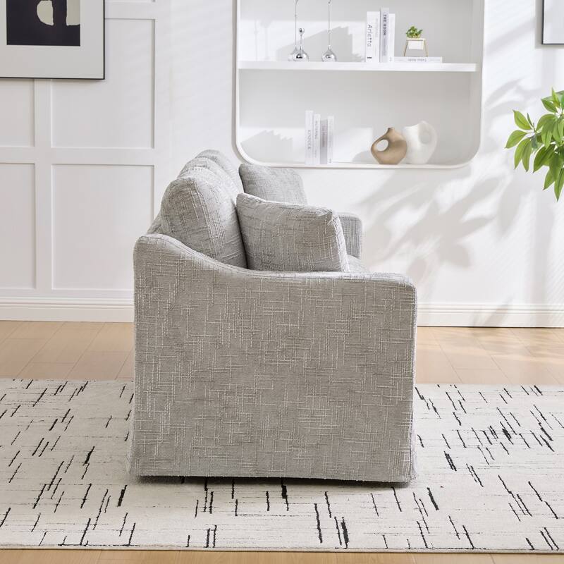 Oversized Chenille Upholstered 3 Seater Sofa, Deep Seat Sofa with Pillows, Lounge Sofa with Removable Upholstery Cover