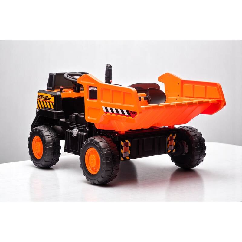 24V Ride-On Dump Truck with Remote Control, Automatic Trailer, Bluetooth, and Music - Electric Construction Vehicle Toy