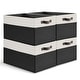 preview thumbnail 11 of 22, Cheer Collection 4 Pack Large Fabric Storage Baskets with Handles Collapsible Organizer Bins Black and White