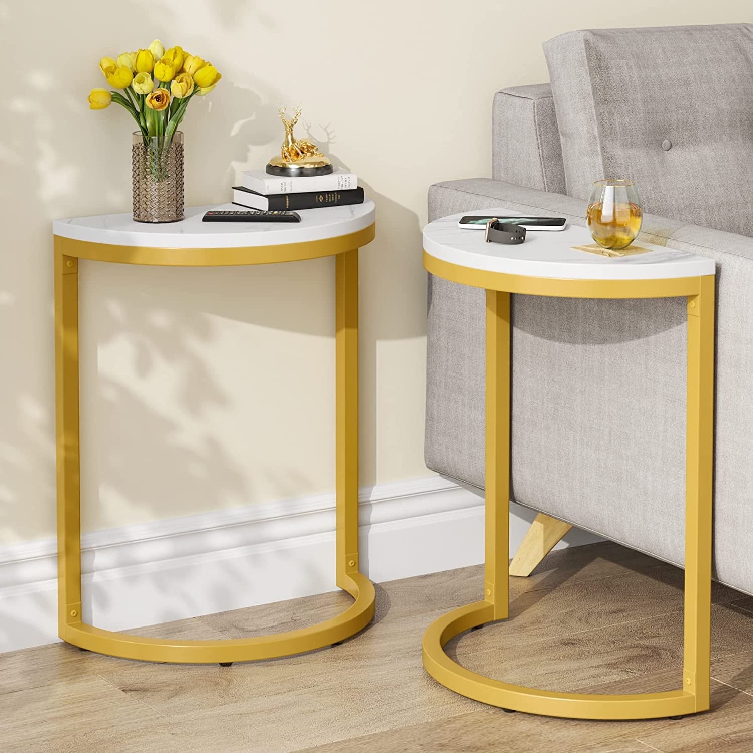 Narrow lamp outlet table