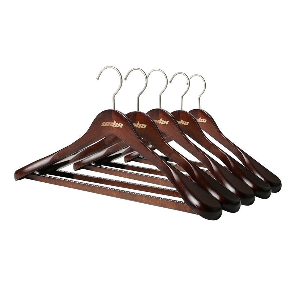 5 PCS Wooden Extra-Wide Shoulder Suit Hangers Coat Hangers Clothing Hangers  - Bed Bath & Beyond - 23046235