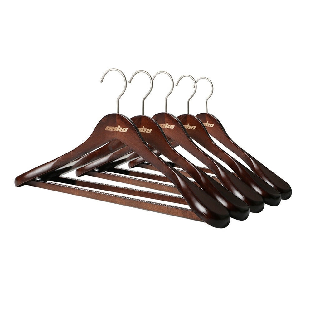 Wide Shoulder Wooden Coat Hangers Solid Wood Suit Hanger 5 Pieces Bed Bath Beyond 39157603