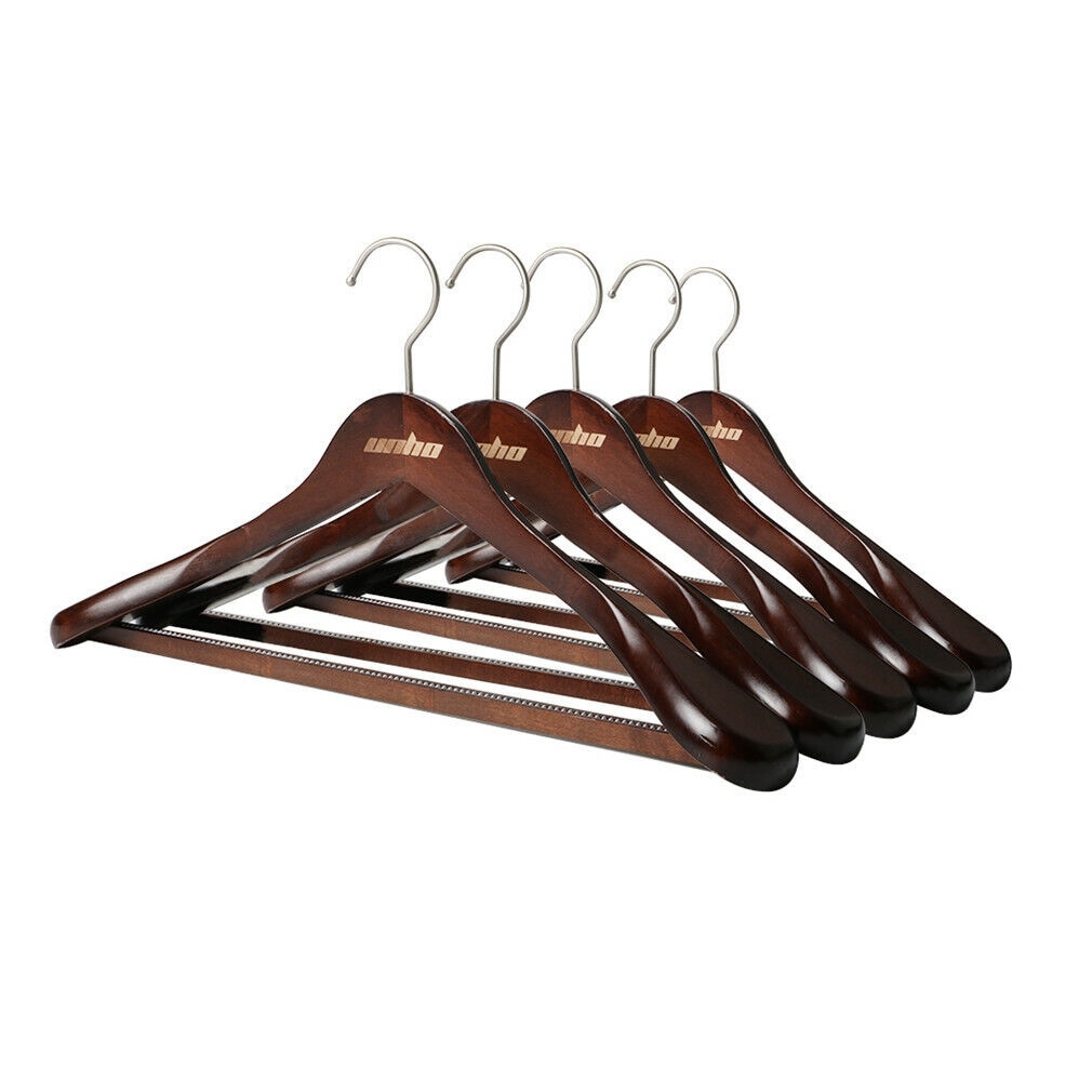 10 pack Simply Essential Wood Suit Pants Clothes Closet Hangers w Metal  Hooks