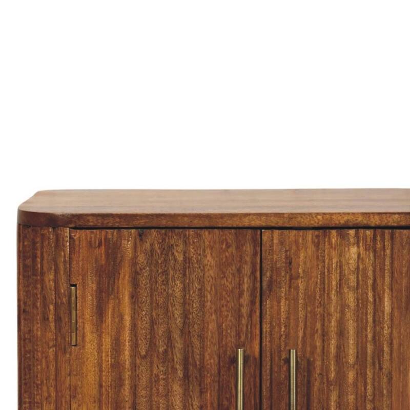 Artisan Furniture Solid Wood Solis Fluted Mini Sideboard, Brown, 2-Doors