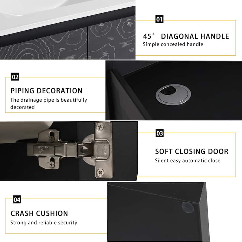 24'' Floating Wall-Mounted Bathroom Vanity With Ceramics Sink & Soft-Close Cabinet Door