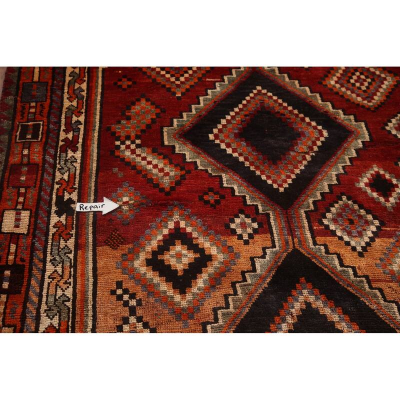Hand Knotted Oriental 100% Wool Carpet Traditional Tribal Red Lori Area Rug - 8' 11'' X 5' 3''