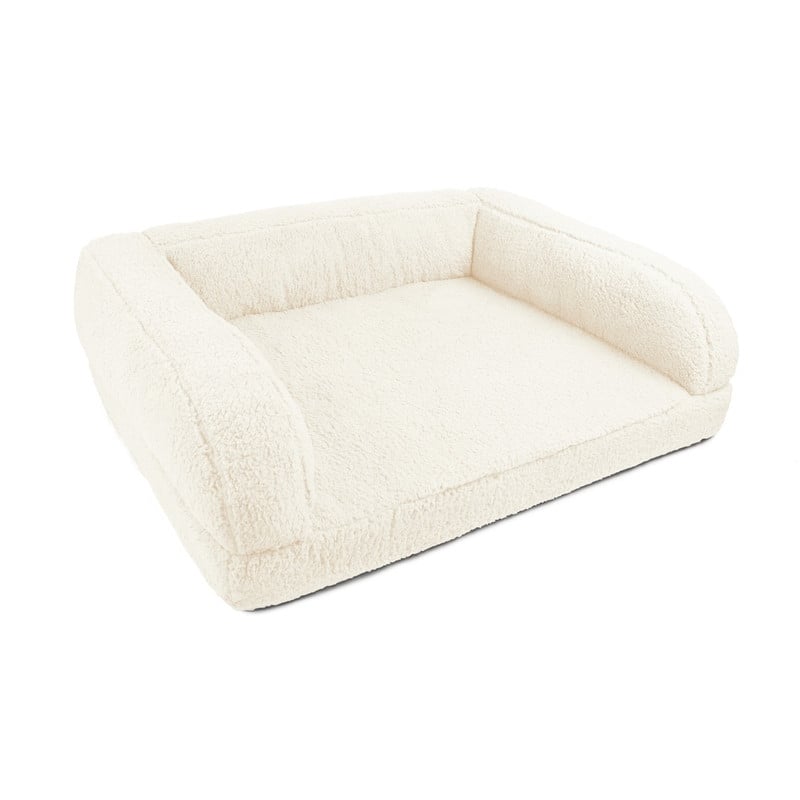 Sherry Kline Sherpa Couch 3-Sides Bumper Dog Bed - Natural - 26"x36"