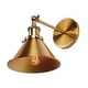 preview thumbnail 7 of 6, 1-Light Wall Sconce With Metal Cone Shade, Brass
