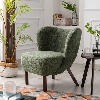 Wingback Accent Living Chair Modern Wood Leg Cute Ins Bedroom Cafe ...