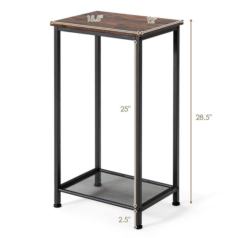 2-Tier Industrial Side End Accent Telephone Table - 15.5" x 12" x 28.5"(L x W x H)