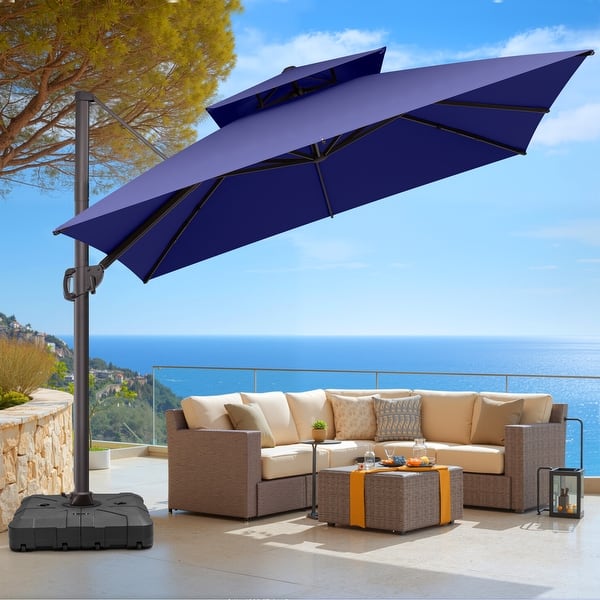 VredHom Double Top 10x10 FT Aluminum Square Patio Cantilever Umbrella with Wheel Base - Bed Bath & Beyond - 35790256 VredHom Double Top 10x10 FT Aluminum Square Patio Cantilever Umbrella with Wheel Base - Bed Bath & Beyond - 35790256