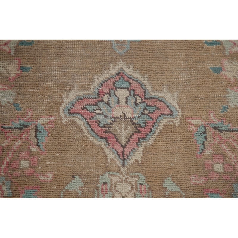 Brown Distressed Tabriz Persian Antique Rug Hand-knotted Wool Carpet - 6'2" x 9'8"