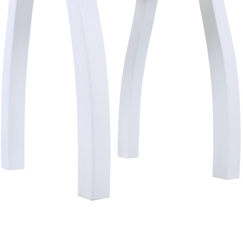 Roomfitters SELMA Acacia Wood Accent Side Table, Weather-Resistant Rectangular Patio End Table with Curved Legs, White PU