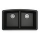 preview thumbnail 34 of 55, Karran Undermount Quartz Double Bowl Kitchen Sink Black