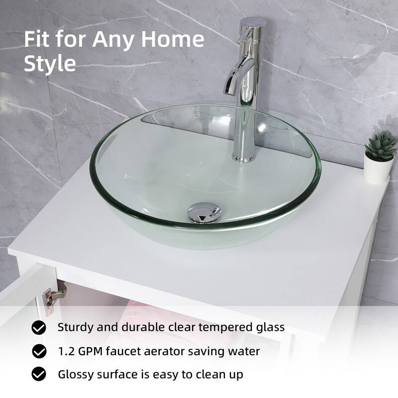 48" Bathroom Vanity Set Vessel Sink Faucet W/ Small Cabinet Combo