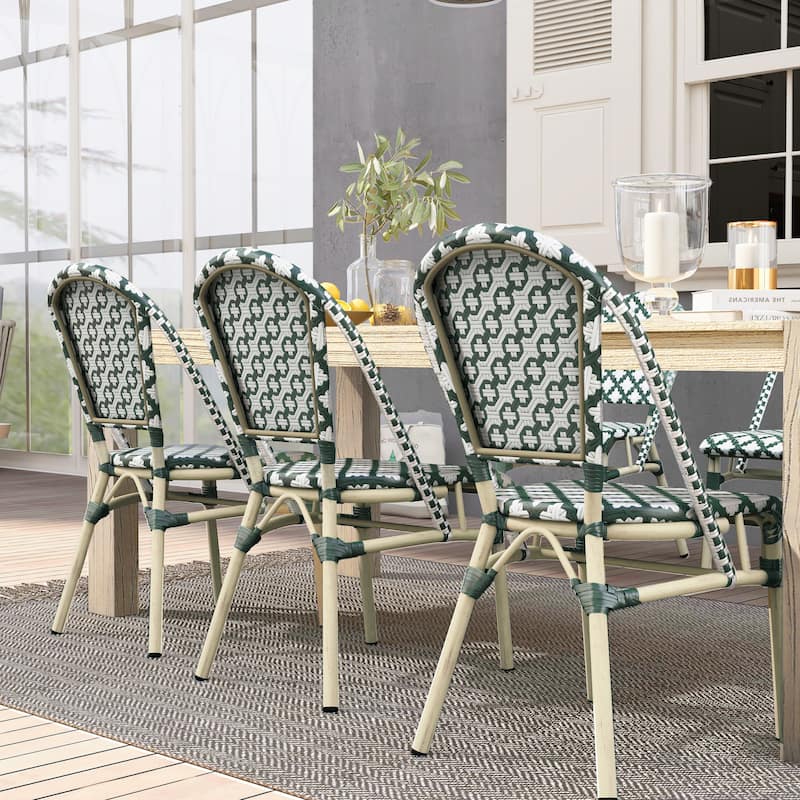 Portia French Metal Wicker Outdoor Bistro Chairs (Set of 2) by Furniture of America - Set of 2