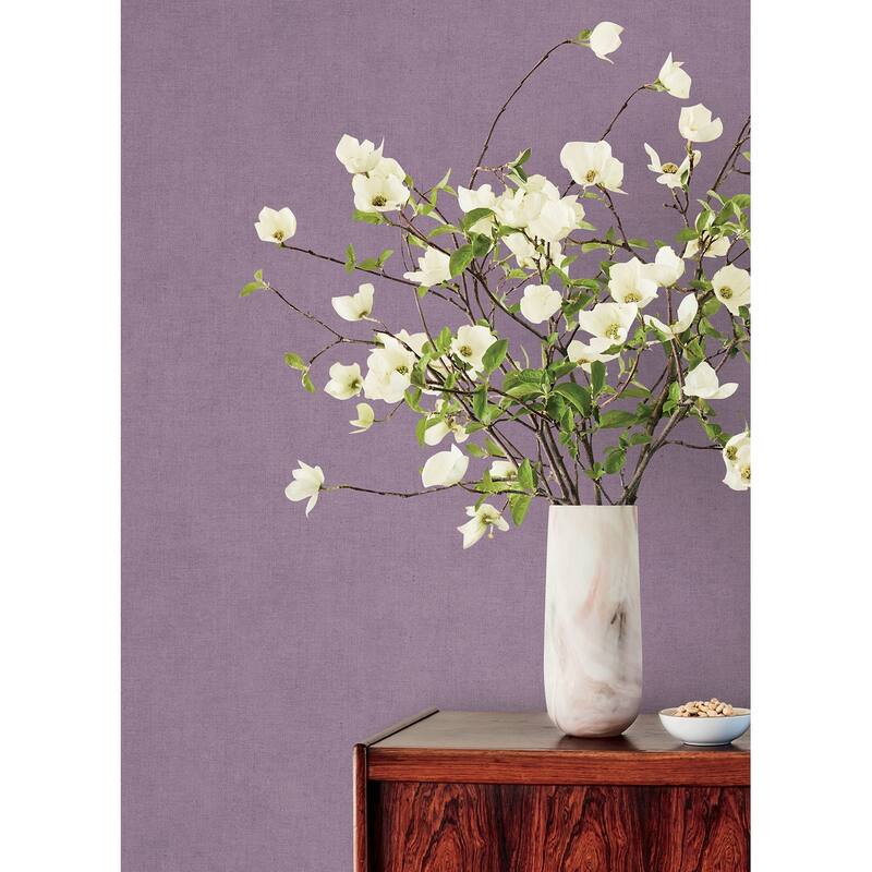 A-Street Prints Nuovo Purple Faux Linen Wallpaper