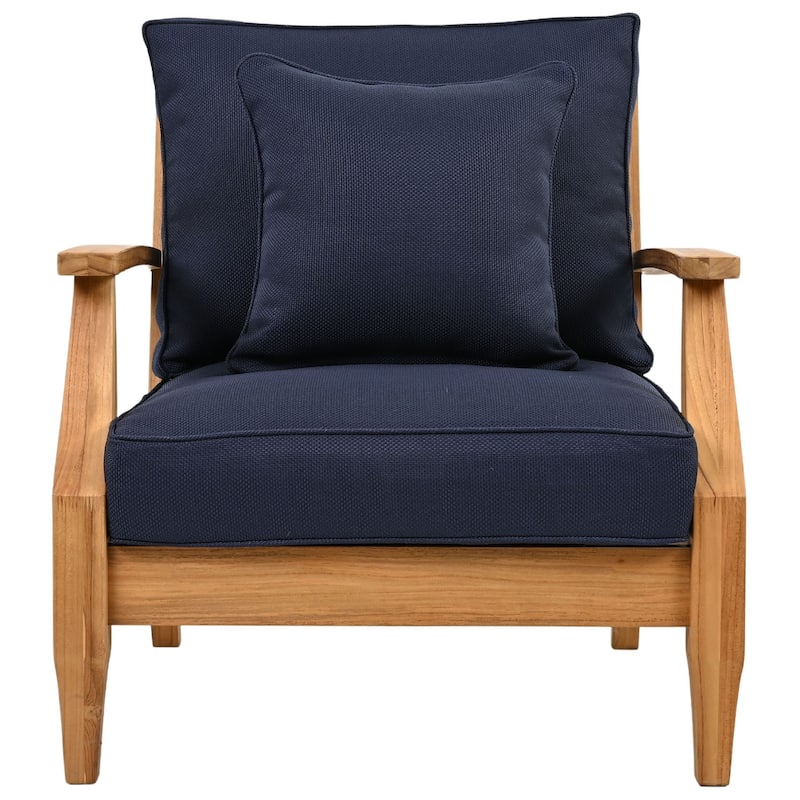 SAFAVIEH Couture Freida Wood Patio Arm Chair - 31.4" W x 35.6" L x 32.6" H - 31"W x 36"D x 33"H