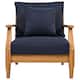 SAFAVIEH Couture Freida Wood Patio Arm Chair - 31.4" W x 35.6" L x 32.6" H - 31"W x 36"D x 33"H