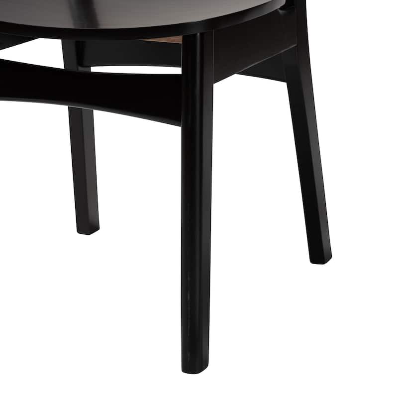 Tafari Mid-Century Modern Wood and Rattan 2-Piece Dining Chair Set