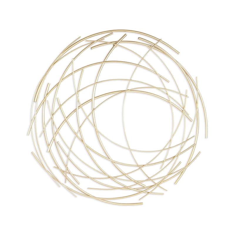 HomeRoots 26" X 26" Gold Abstract Metal Circle Hanging Dimensional Sculpture
