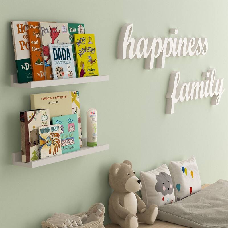 Wallniture Denver Picture Ledges, Floating Shelves for Picture Frame Display, 17", Black, Set of 2