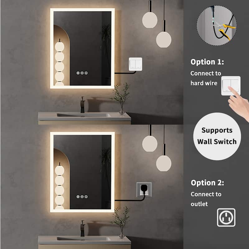 16 x 20 Inch LED Mirror Lighted Bathroom Mirror Vanity Dimmable Memory - 15.7x19.7 inch
