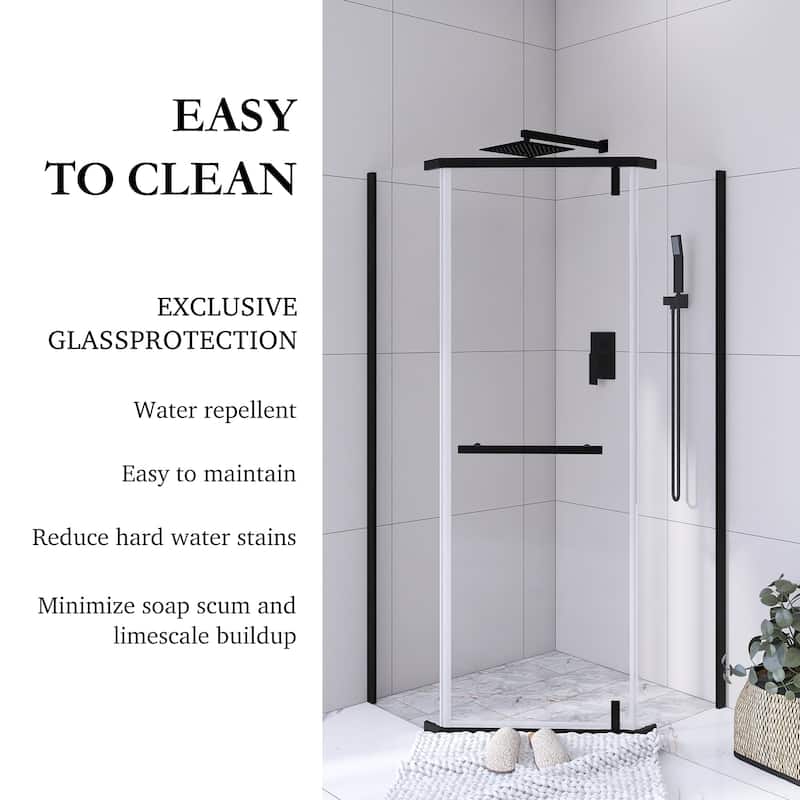36'' x 72'' Neo-angle Pivot Semi-Frameless Corner Shower Enclosure