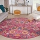 preview thumbnail 29 of 178, Nourison Passion Boho French Country Floral Area Rug. 8' Round - Fuchsia - Runner