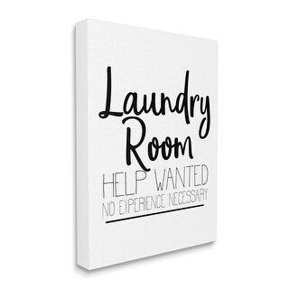 Stupell Help Wanted Laundry Room Sign Bold Black White Canvas Wall Art ...
