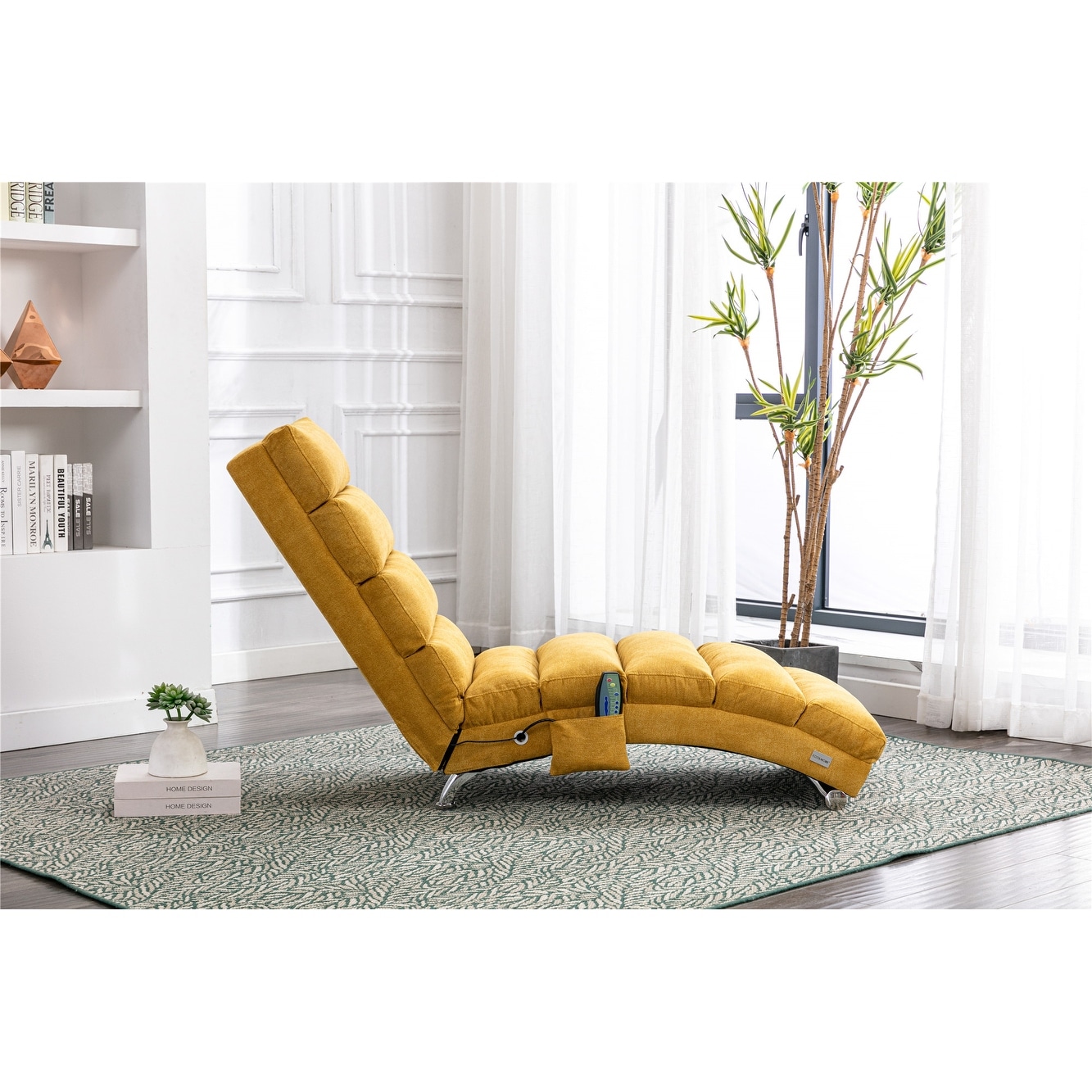 Linen Chaise Lounge Indoor Chair Modern Long Lounger for Office