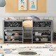 preview thumbnail 1 of 18, Storage Loft Bed with 2 Movable Shelves & Ladder, Guardrail Chalkboard Designed, Twin Size, Solid Wood Slats Support Grey