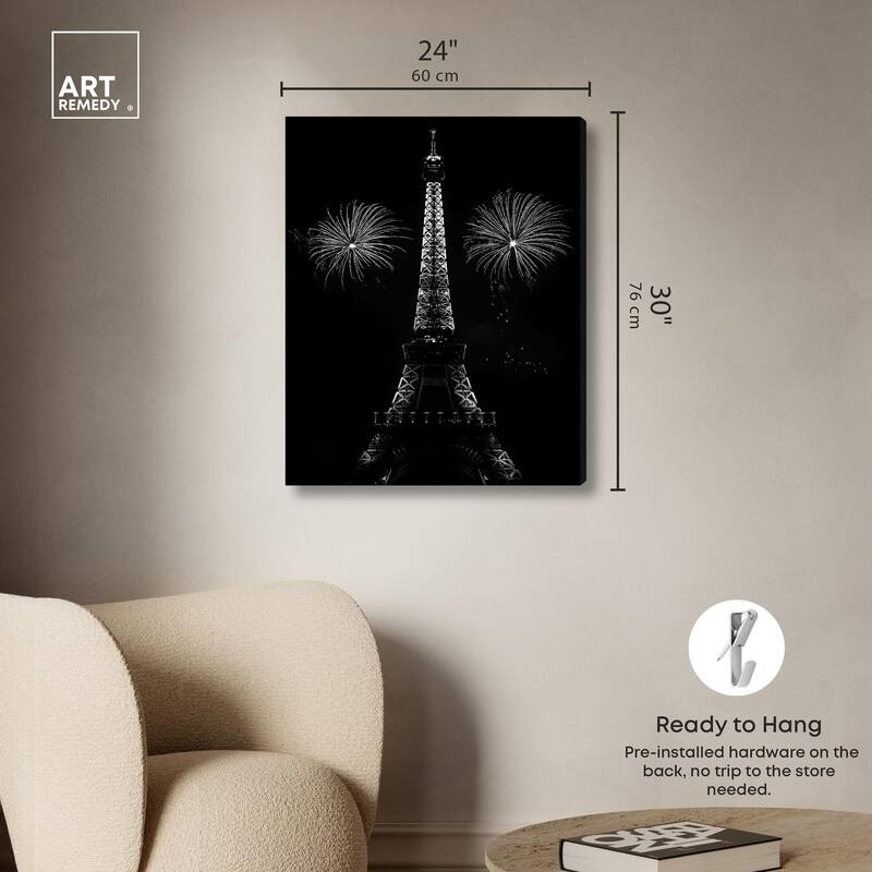 Fireworks Over Paris Canvas by Art Remedy, Gallery Wrapped