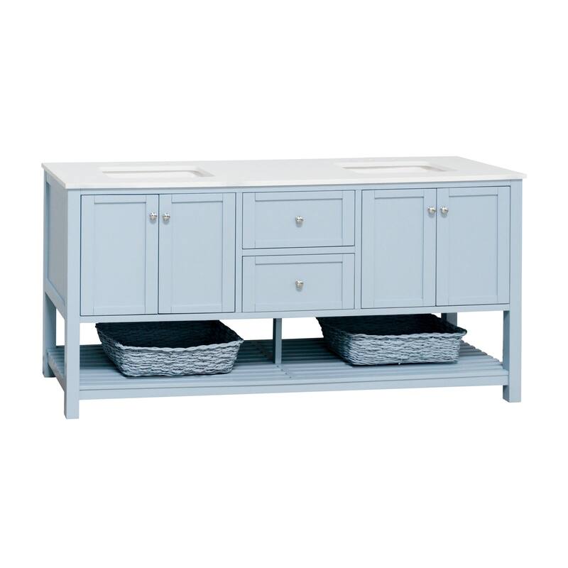 KitchenBathCollection Lakeshore 72" Double Bathroom Vanity with Engineered White Top