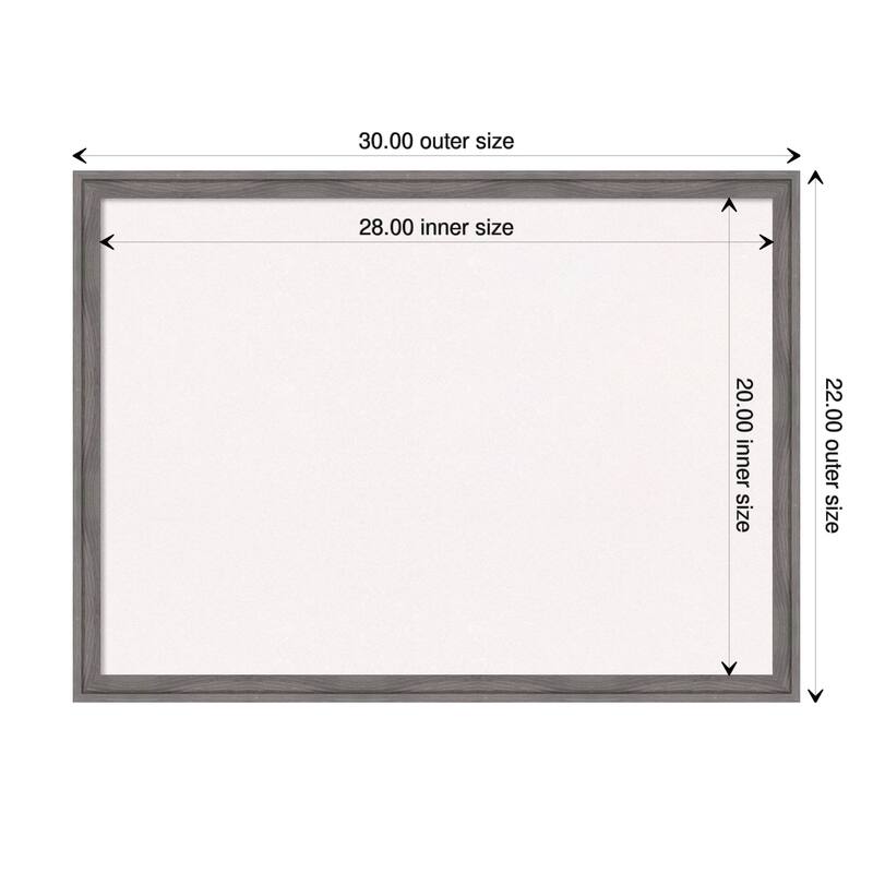 Florence Framed White Corkboard Bulletin Board - Florence Grey - Board Size 28x20
