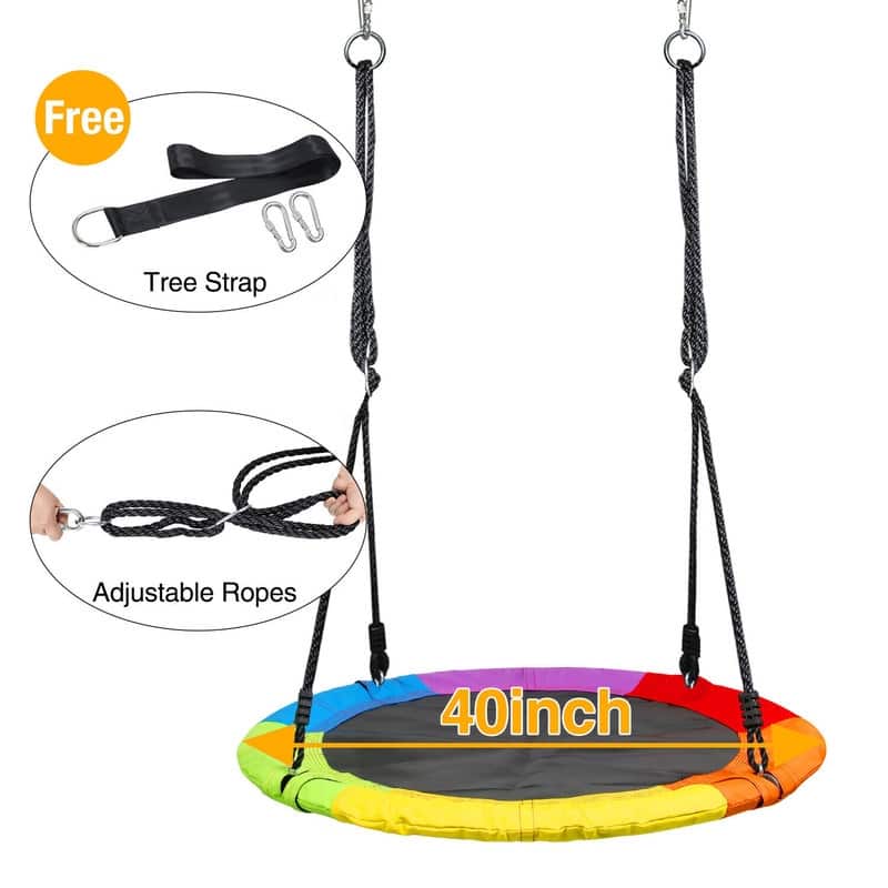 Trekassy 700lb 40'' Saucer Tree Swing for Kids Adults 900D Oxford Waterproof with 2pcs Tree Hanging Straps