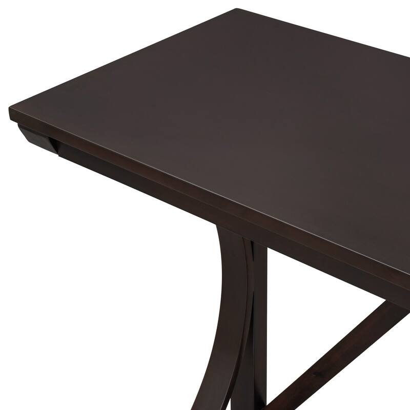 Farmhouse 3-Piece Counter Height Dining Table Set with Built-in USB Ports and Upholstered Stools for Small Spaces