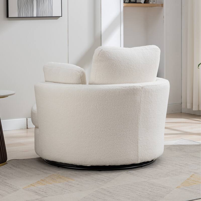 Upholstered Swivel Barrel Armchair Club Chair With Metal Base