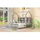 preview thumbnail 12 of 52, Semi-enclosed Wooden House Bed Frame with Pull Out Trundle Bed and Side Storage Shelf for Kids, Teens - No Box Spring Needed