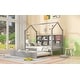 preview thumbnail 3 of 36, Wooden Twin Size House Bed with Trundle and Shelf for Kids