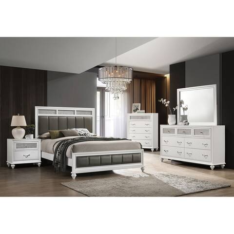 Silver Orchid Lindberg White Upholstered Bedroom Set