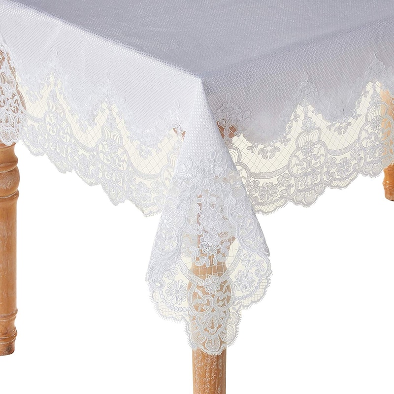 Violet Linen Versailes Embossed Embroidered Vintage Lace Pattern Tablecloth