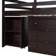 preview thumbnail 18 of 17, Low Study Full Loft Bed with Cabinet ,Shelves and Rolling Portable Desk ,Multiple Functions Bed- Espresso