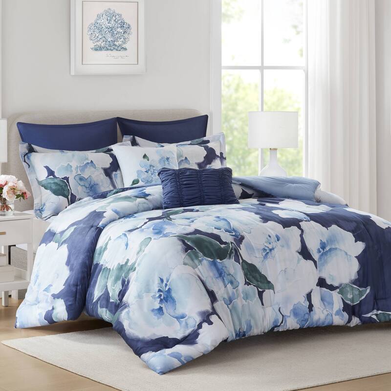 Madison Park Shanti Comforter 7pc Set - California King - Blue