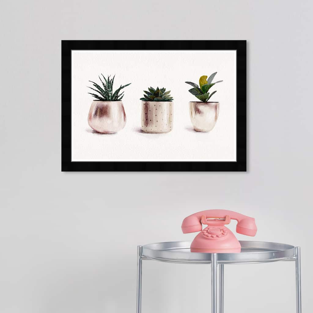 Wynwood Studio Prints Floral and Botanical Line of Succulents White and Dark Green Farmhouse Wall Art Canvas Print